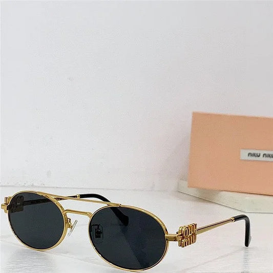 Miu Miu MU54ZS Oval Gold-Black Frame 53mm Women's Sunglasses