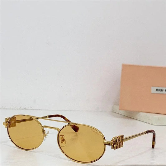Miu Miu MU54ZS Oval Gold-Black Frame 53mm Women's Sunglasses